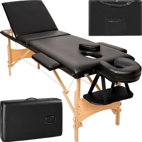 Tectake 3 Zonen Massageliege mit Polsterung und Holzgestell  