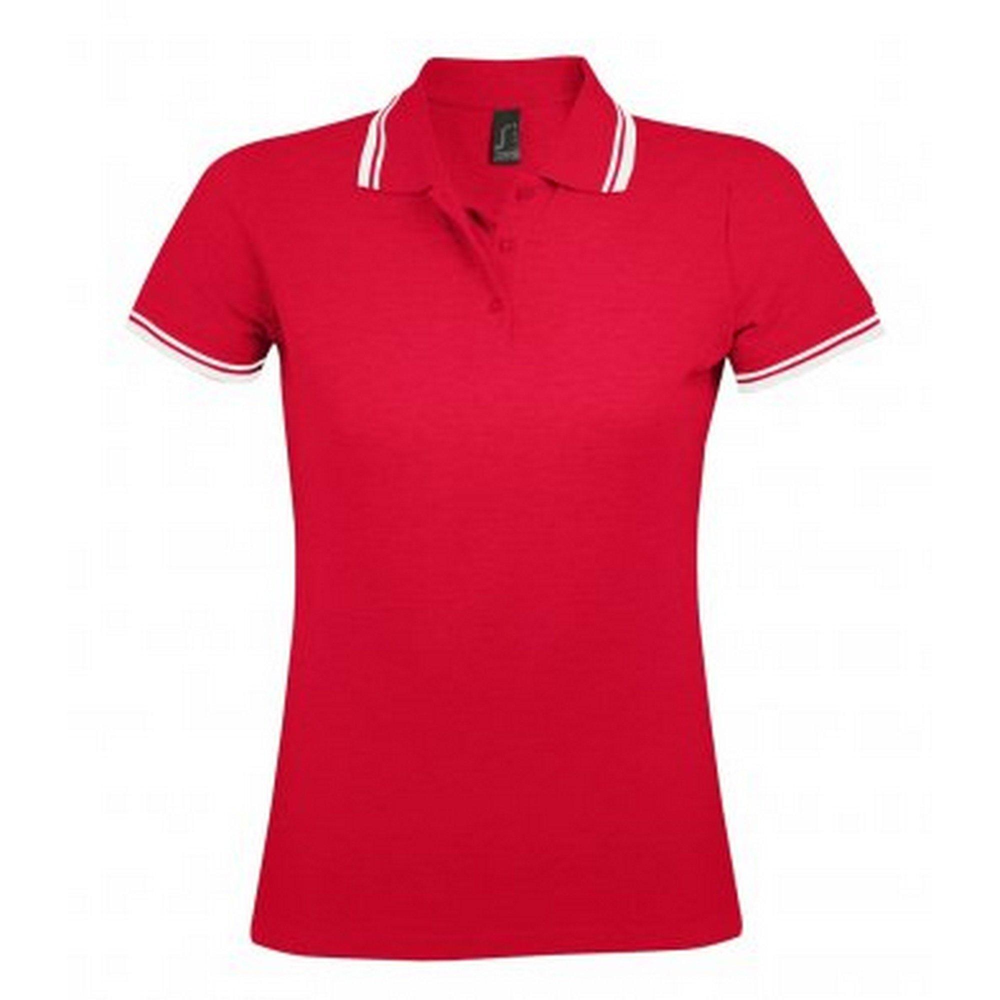Image of Pasadena Pique Poloshirt, Kurzärmlig Damen Rot Bunt XL