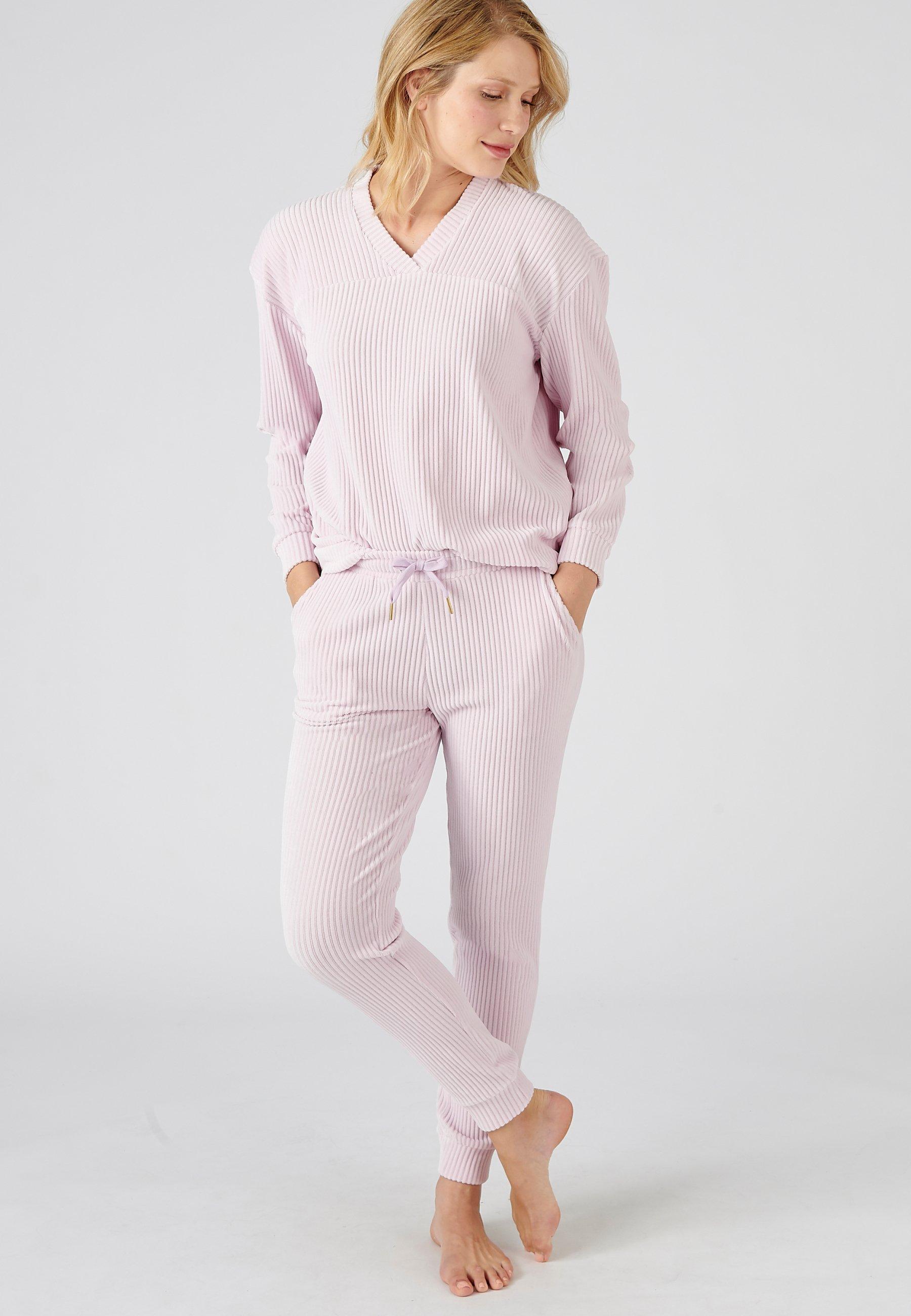 Image of Thermolactyl-pyjama Aus Geripptem Velours. Unisex Violett 50/52