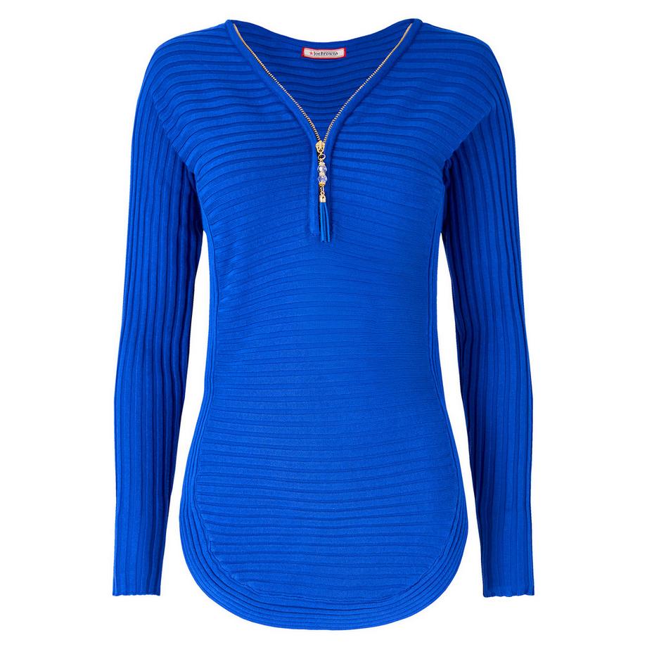 Joe Browns Top in jersey a costine cerniera frontale  