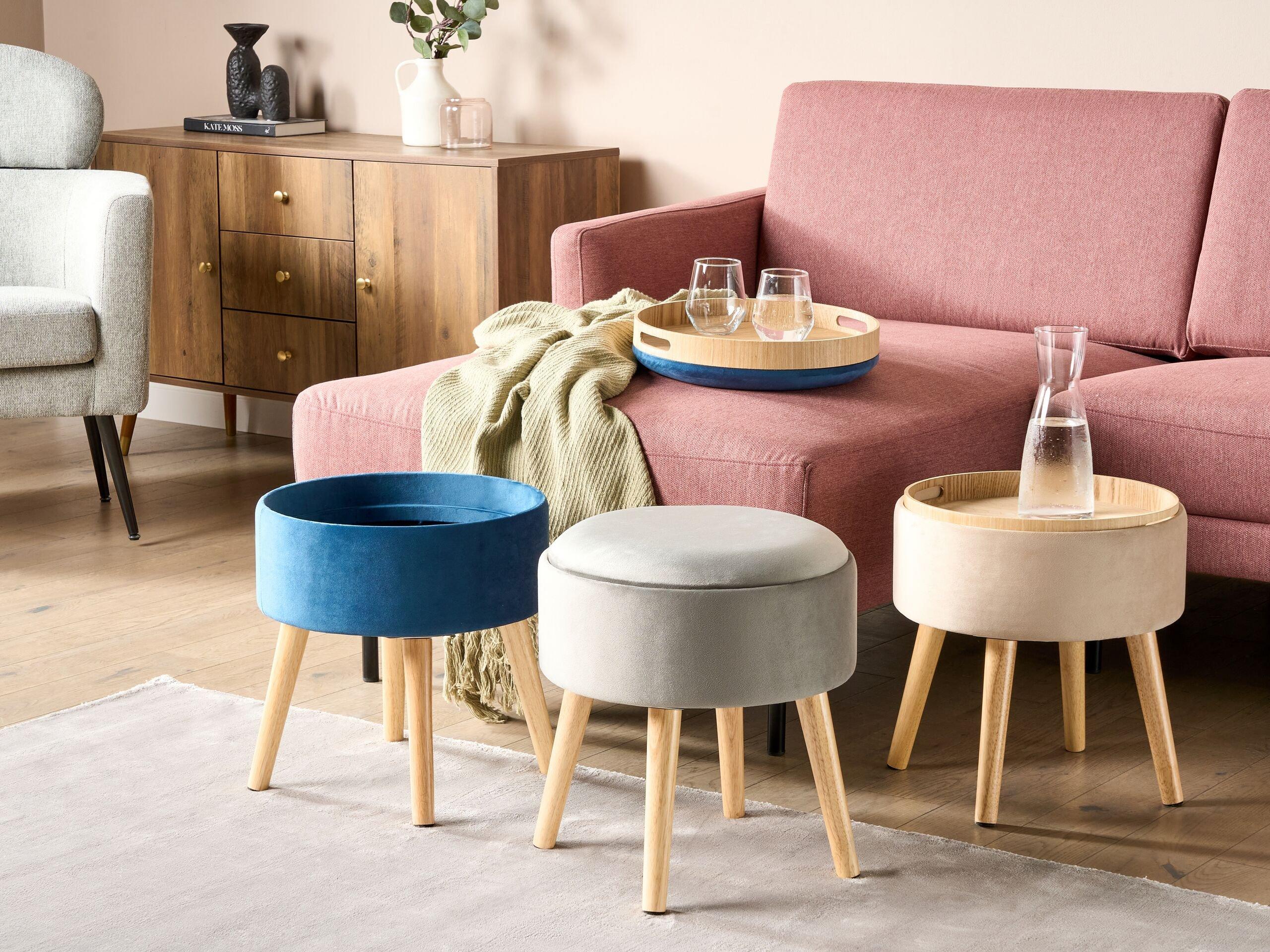 Beliani Tabouret de rangement en Velours Glamour NEELY  