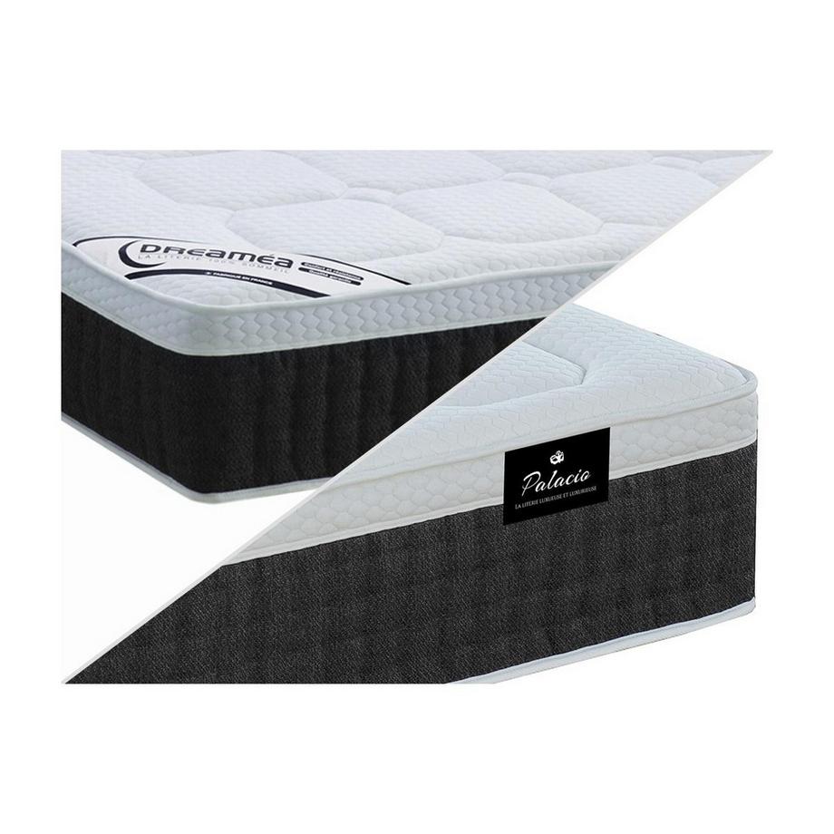 Vente-unique Set aus Bettgestell + 7-Zonen-Taschenfederkernmatratze  - 160 x 200 cm - mit Auflage aus Memory Schaum & Latex - Stärke 30 cm - Holzfarben hell - ARTIO von PALACIO  