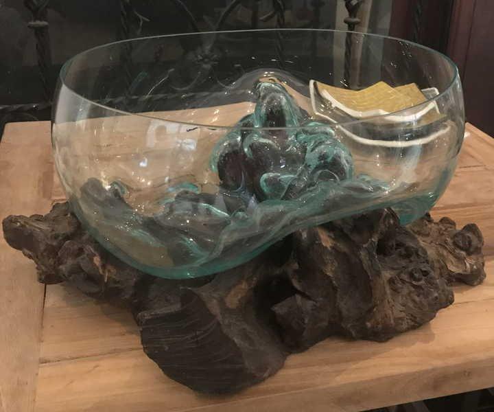 Image of Deko-Wurzel mit Glas Vase 30cm Deko-Wurzel mit Glas Vase 30cm