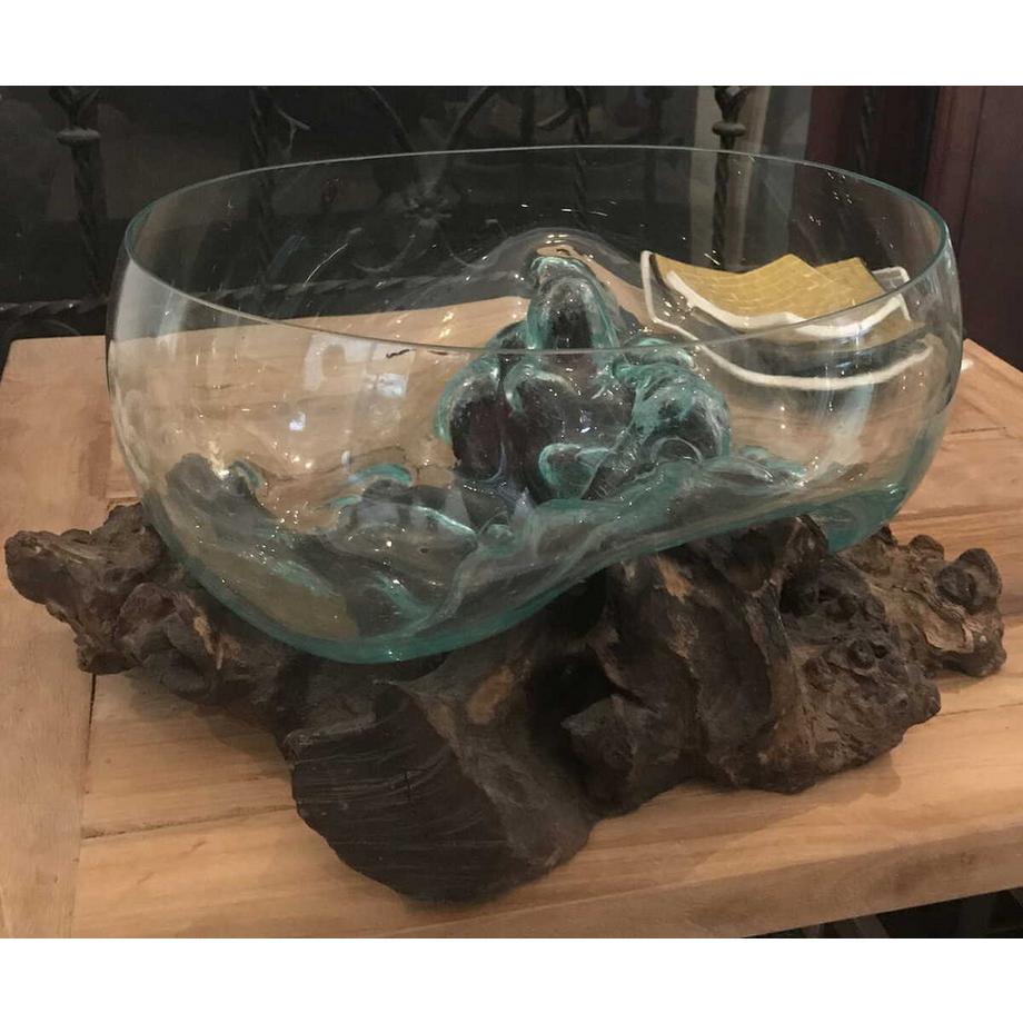 Deko-Wurzel mit Glas Vase 30cm