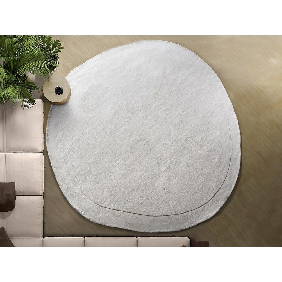 Vente-unique  Tapis organique rond 100% laine fait à la main - 200 x 200 cm - 2200g/m2 - Crème - WILLOW 