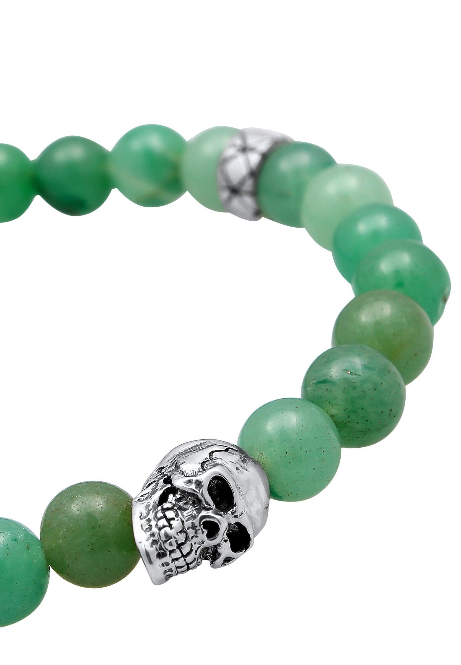 Kuzzoi  Bracelet Herren Totenkopf Bead Aventurin Grün 925 Silber 