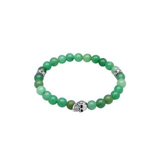 Kuzzoi  Bracelet Herren Totenkopf Bead Aventurin Grün 925 Silber 