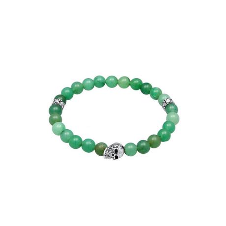 Kuzzoi  Bracelet Herren Totenkopf Bead Aventurin Grün 925 Silber 