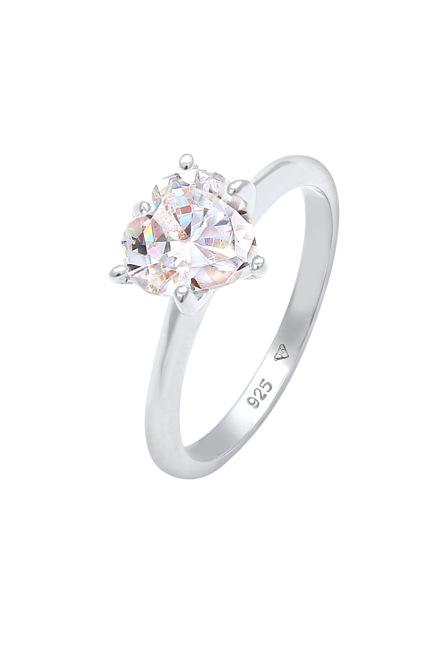 Image of Ring Herz Zirkonia Damen Silber 54mm