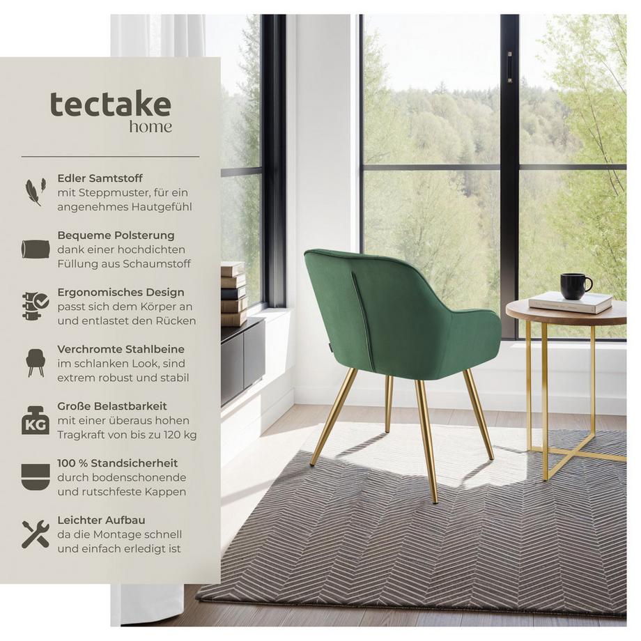 Tectake Sedia da pranzo Marilyn Imbottita, effetto velluto, trapuntata  