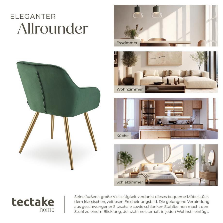 Tectake Sedia da pranzo Marilyn Imbottita, effetto velluto, trapuntata  