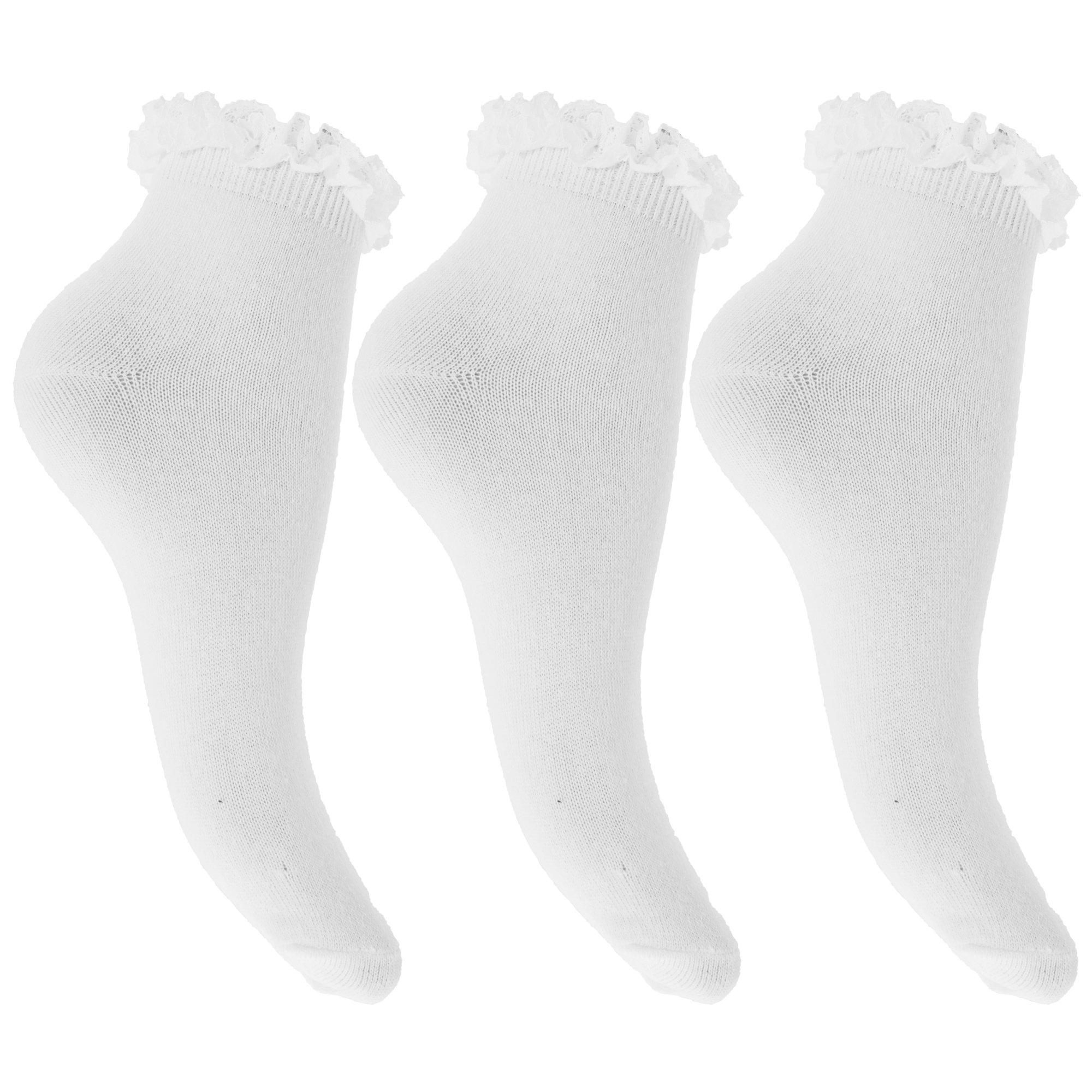 Image of Socken Mit Rüschen Abschluss (3er Pack) Mädchen Weiss 37-39