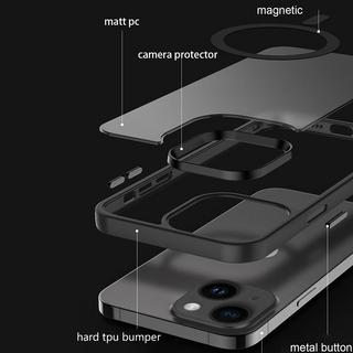 Cadorabo  Hülle für Apple iPhone 14 in SCHWARZ für MagSafe - Hybrid Schutzhülle mit TPU Silikon-Rand und stabiler Rückseite 