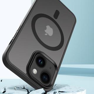 Cadorabo  Hülle für Apple iPhone 14 in SCHWARZ für MagSafe - Hybrid Schutzhülle mit TPU Silikon-Rand und stabiler Rückseite 