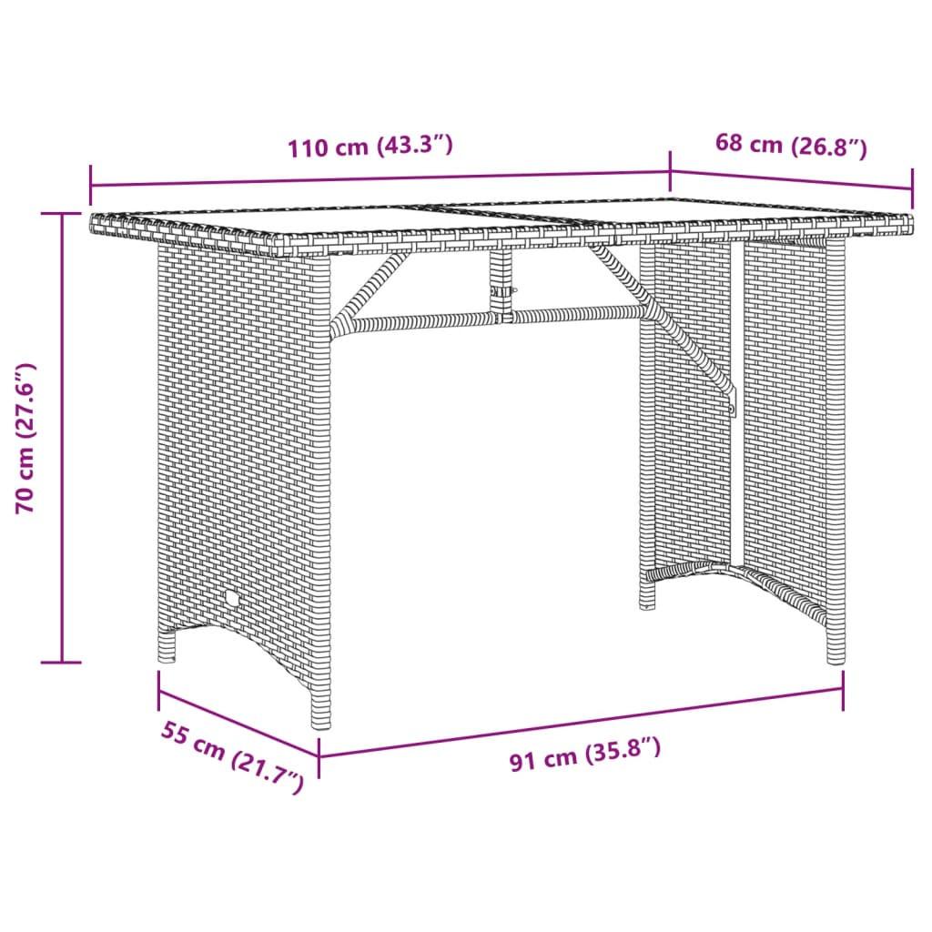 VidaXL Table de jardin rotin synthétique  