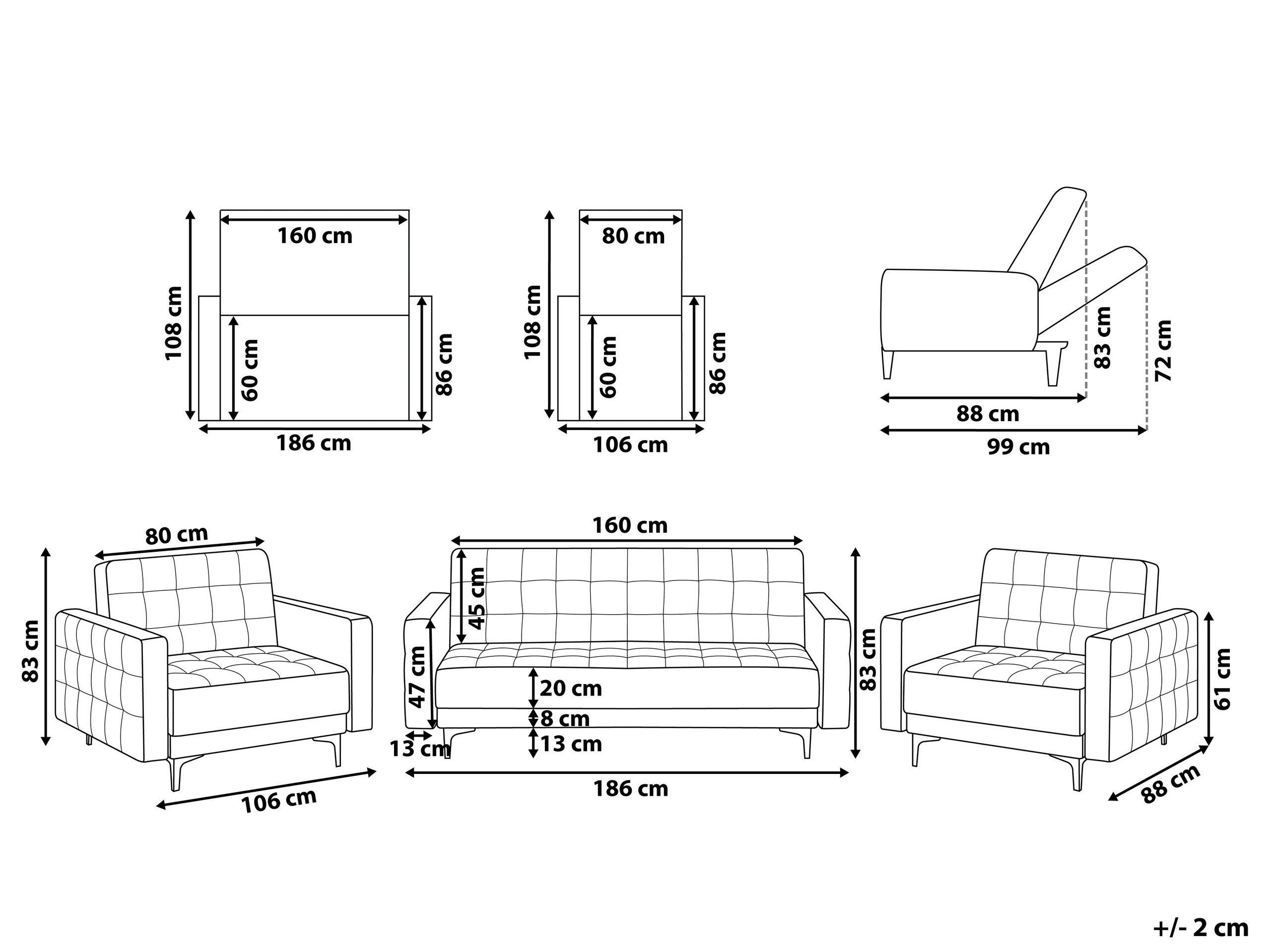 Beliani Wohnzimmer Set aus Polyester Modern ABERDEEN  