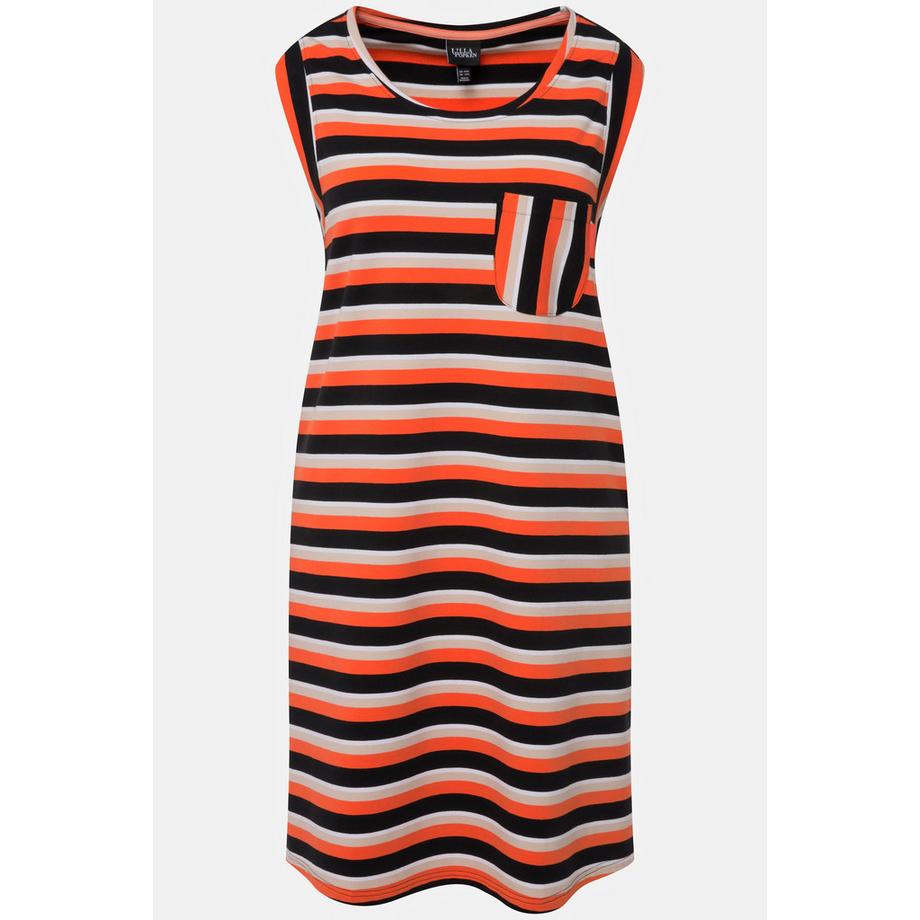 Ulla Popken Abito taglio svasato smanicato in felpa con tasche scollo a girocollo  