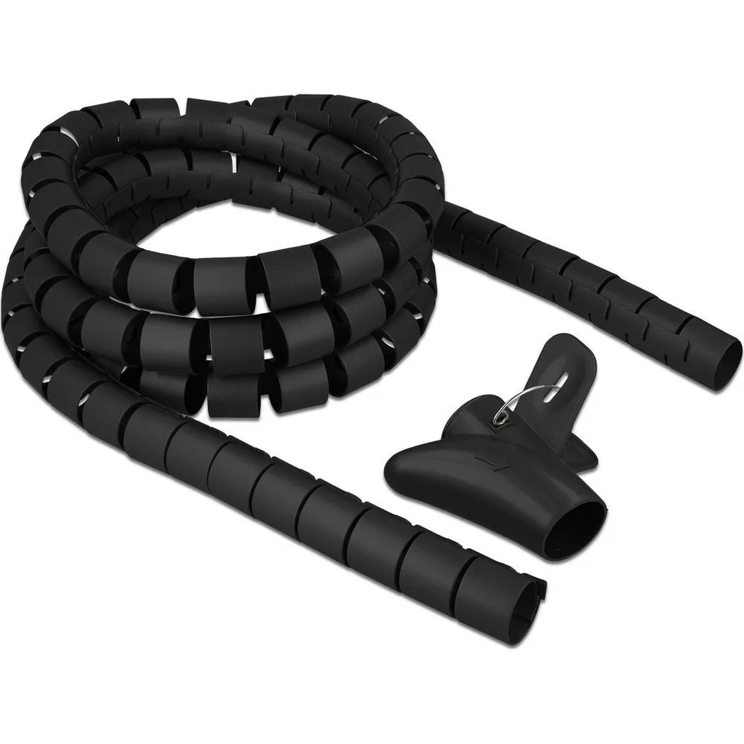 Delock Spiralschlauch mit Einziehwerkzeug 2,5 m x 30 mm schwarz