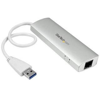 STARTECH  Hub USB a 3 porte con Ethernet, 3 porte USB-A, Gigabit Ethernet/GbE, USB 5Gbps, alimentato tramite USB, hub USB 3.0 portatile per notebook 