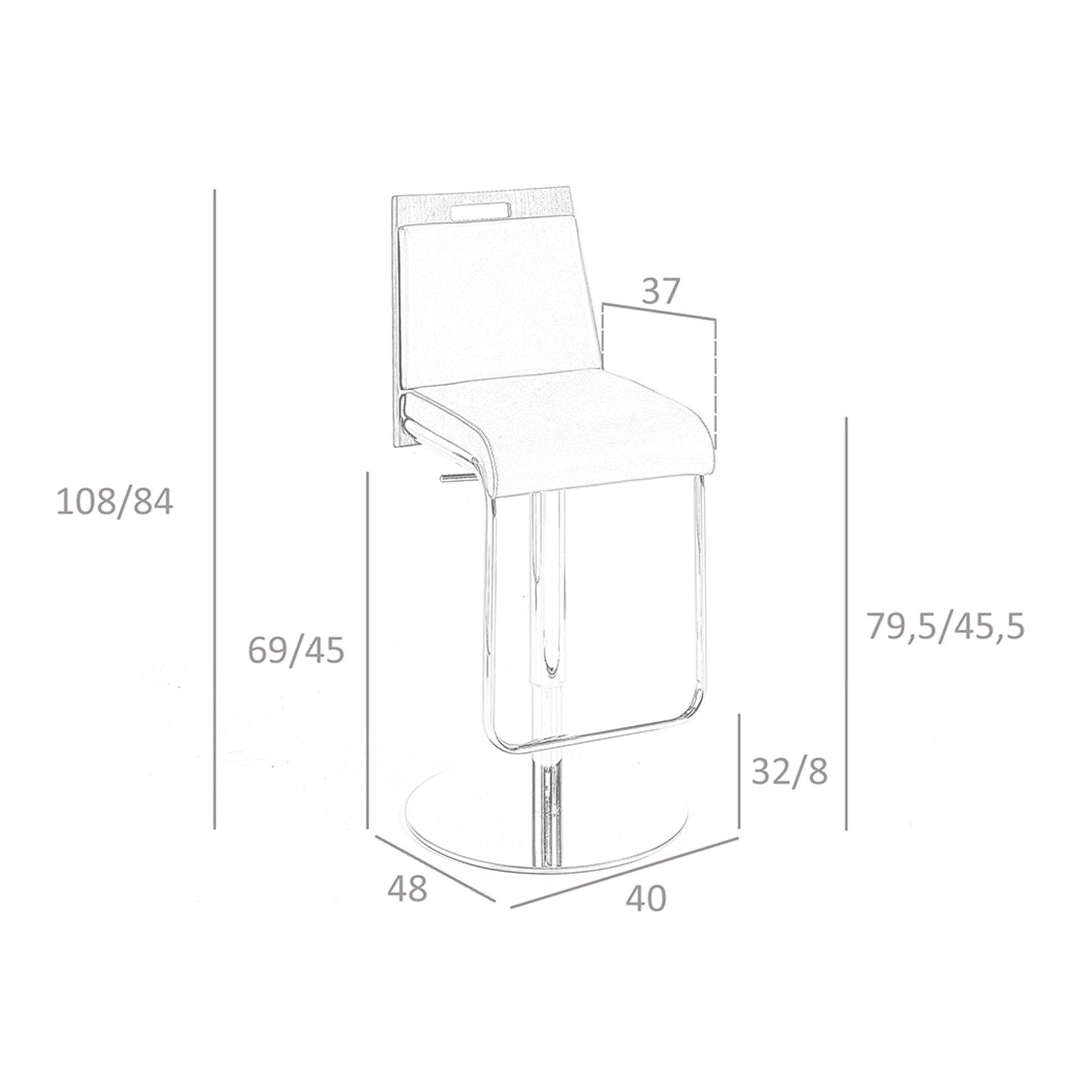 ANGEL CERDA Tabouret pivotant en similicuir marron et noyer  