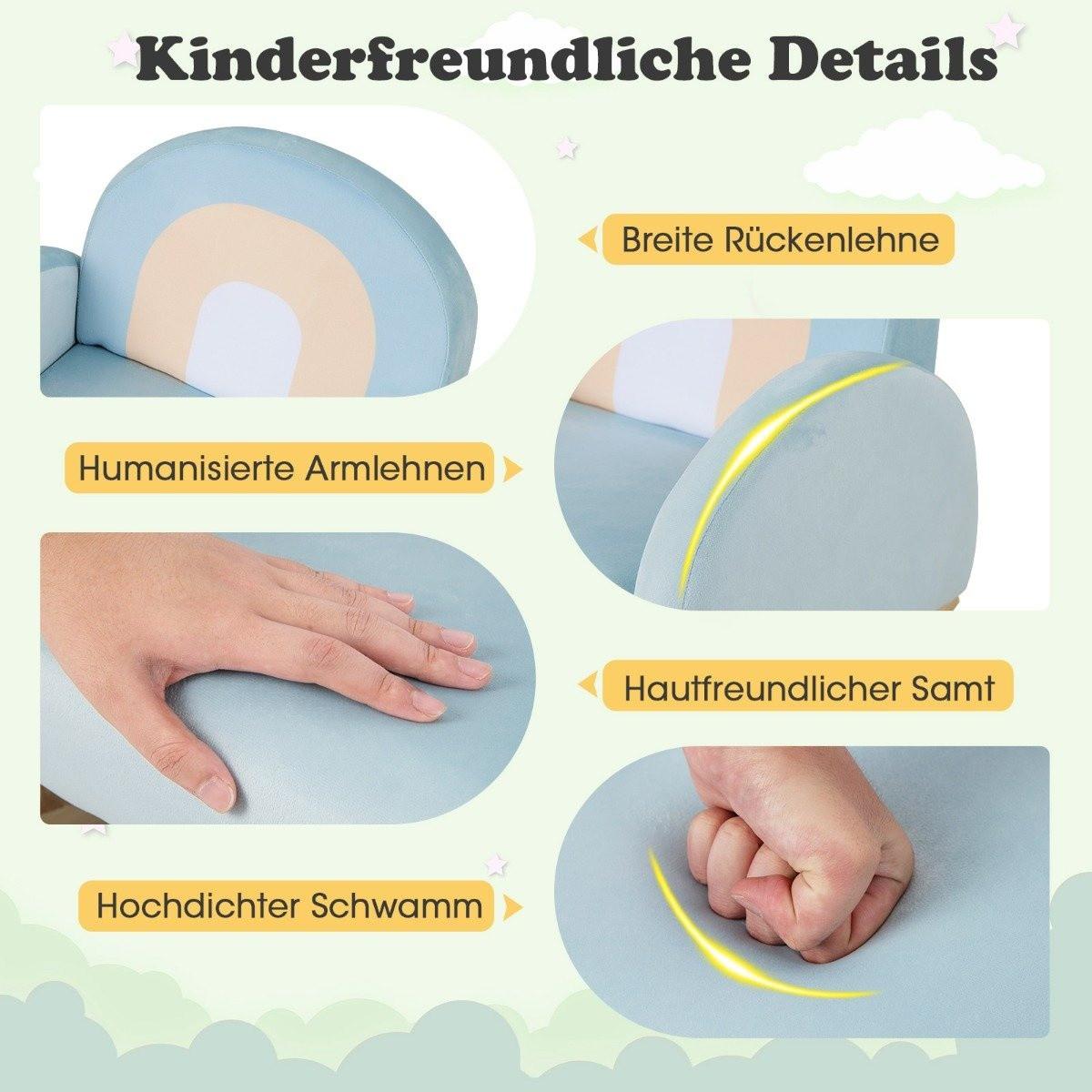Northio  Kleinkinder Schaukelstuhl Kinder Polster-Rocker mit massivem Gummibaumrahmen 50 x 46 x 45 cm Blau 