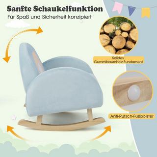 Northio  Kleinkinder Schaukelstuhl Kinder Polster-Rocker mit massivem Gummibaumrahmen 50 x 46 x 45 cm Blau 