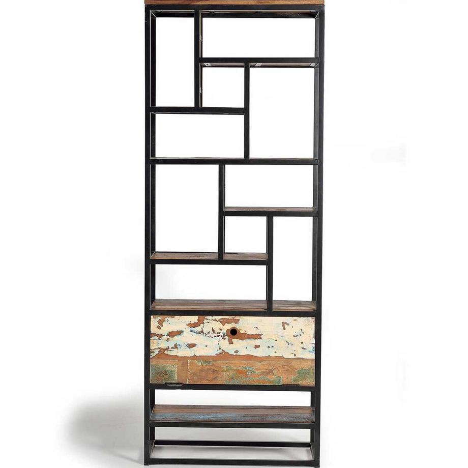 Standregal Xela Holz recycelt multicolor 80x212