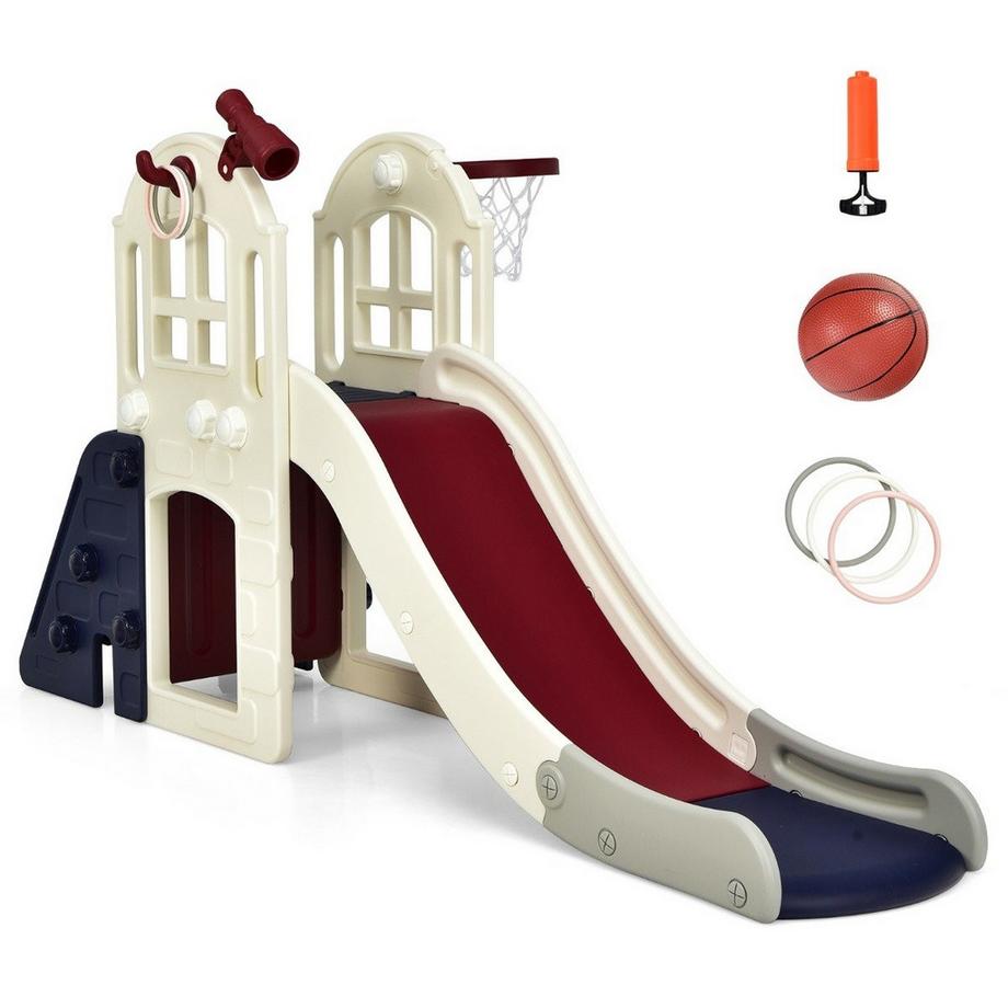 Northio  Scivolo per bambini parco giochi per bambini da giardino scivolo per bambini con scala canestro da basket blu 