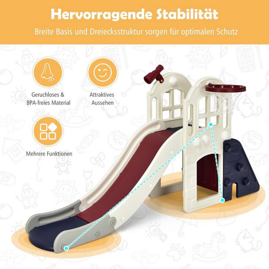 Northio  Scivolo per bambini parco giochi per bambini da giardino scivolo per bambini con scala canestro da basket blu 