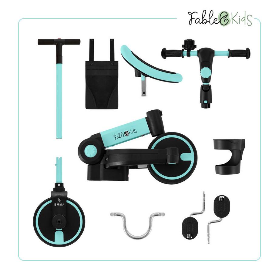 FableKids  Triciclo 7in1 per Bambini per L'apprendimento della Bicicletta 
