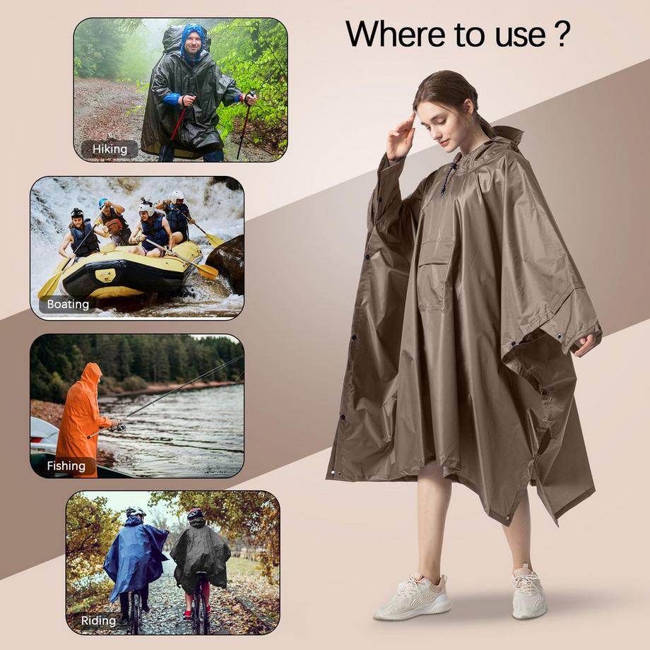 Alopini  Regencape Regenmantel Regenjacke Wasserdicht Wandern Radfahren Outdoor 3in1 Mehrzweck 