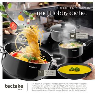 Tectake Set de cuisine UNA et VARESE service de vaisselle en grès émaillé  