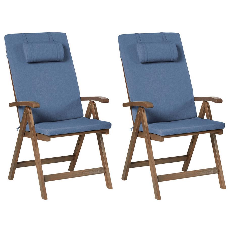 Set mit 2 Stühlen und Sitzkissen aus Akazienholz  AMANTEA PREMIUM