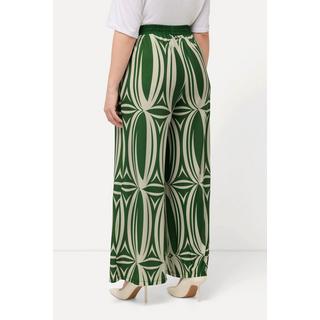 Ulla Popken Culottes Jersey Stampa Grafica Gamba Larga Cintura Elastica  