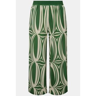 Ulla Popken Culottes Jersey Stampa Grafica Gamba Larga Cintura Elastica  