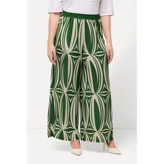Ulla Popken Culottes Jersey Stampa Grafica Gamba Larga Cintura Elastica  