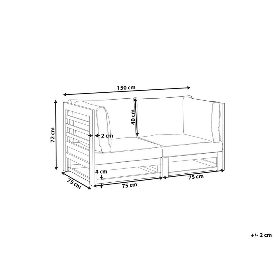 Beliani 2 Sitzer Sofa aus zertifiziertes Akazienholz  TRANI  