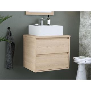 Vente-unique Waschbeckenunterschrank hängend mit Aufsatzwaschbecken - 60 cm - Eichenholzfurnier - MILIPAM  