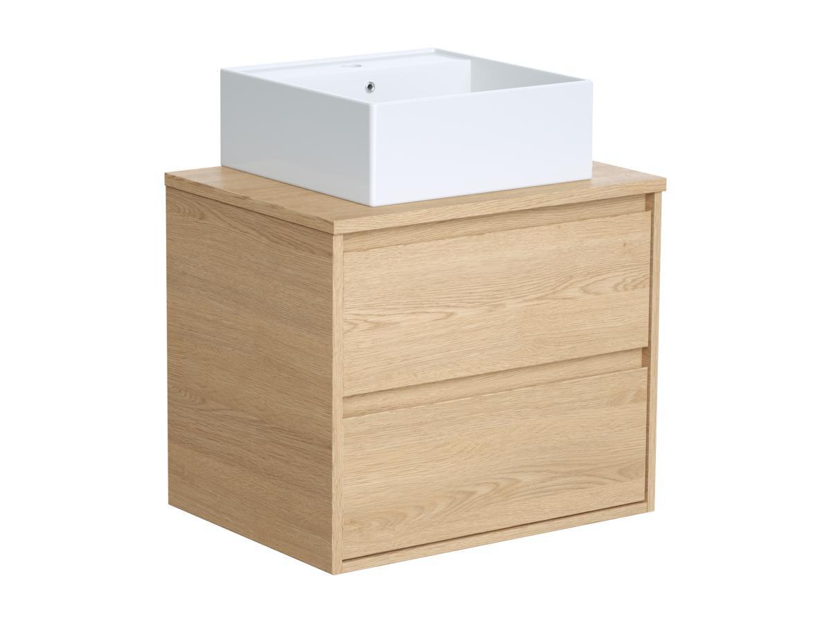 Vente-unique Waschbeckenunterschrank hängend mit Aufsatzwaschbecken - 60 cm - Eichenholzfurnier - MILIPAM  