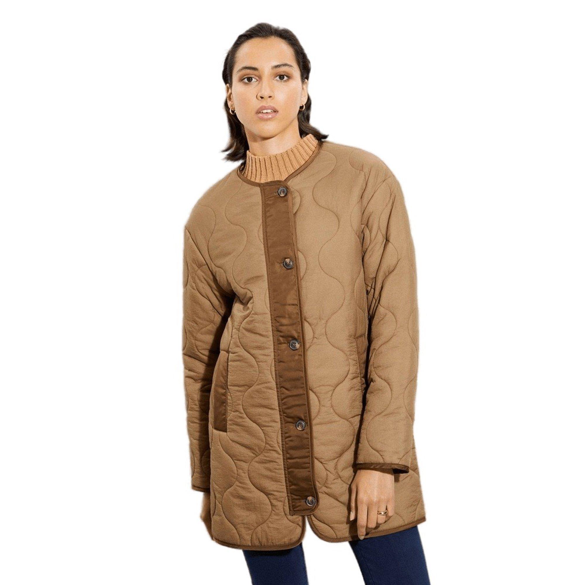 Image of Steppjacke Ohne Kragen Unisex Braun L