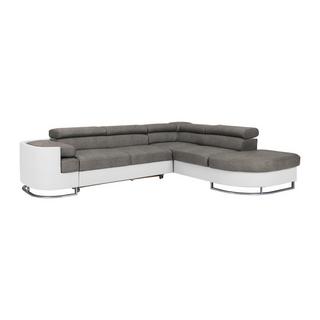 Vente-unique Divano letto in Similpelle Bianco e Grigio - Angolo a destra - MYSEN II  