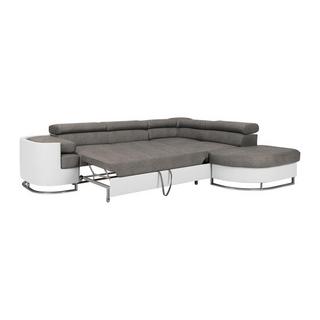 Vente-unique Divano letto in Similpelle Bianco e Grigio - Angolo a destra - MYSEN II  