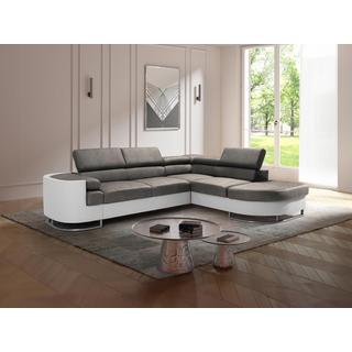 Vente-unique Divano letto in Similpelle Bianco e Grigio - Angolo a destra - MYSEN II  