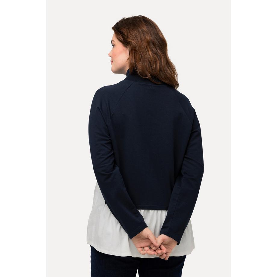 Ulla Popken Sweat-shirt Effet Superposé Col Montant Manches Longues Coton Bio  