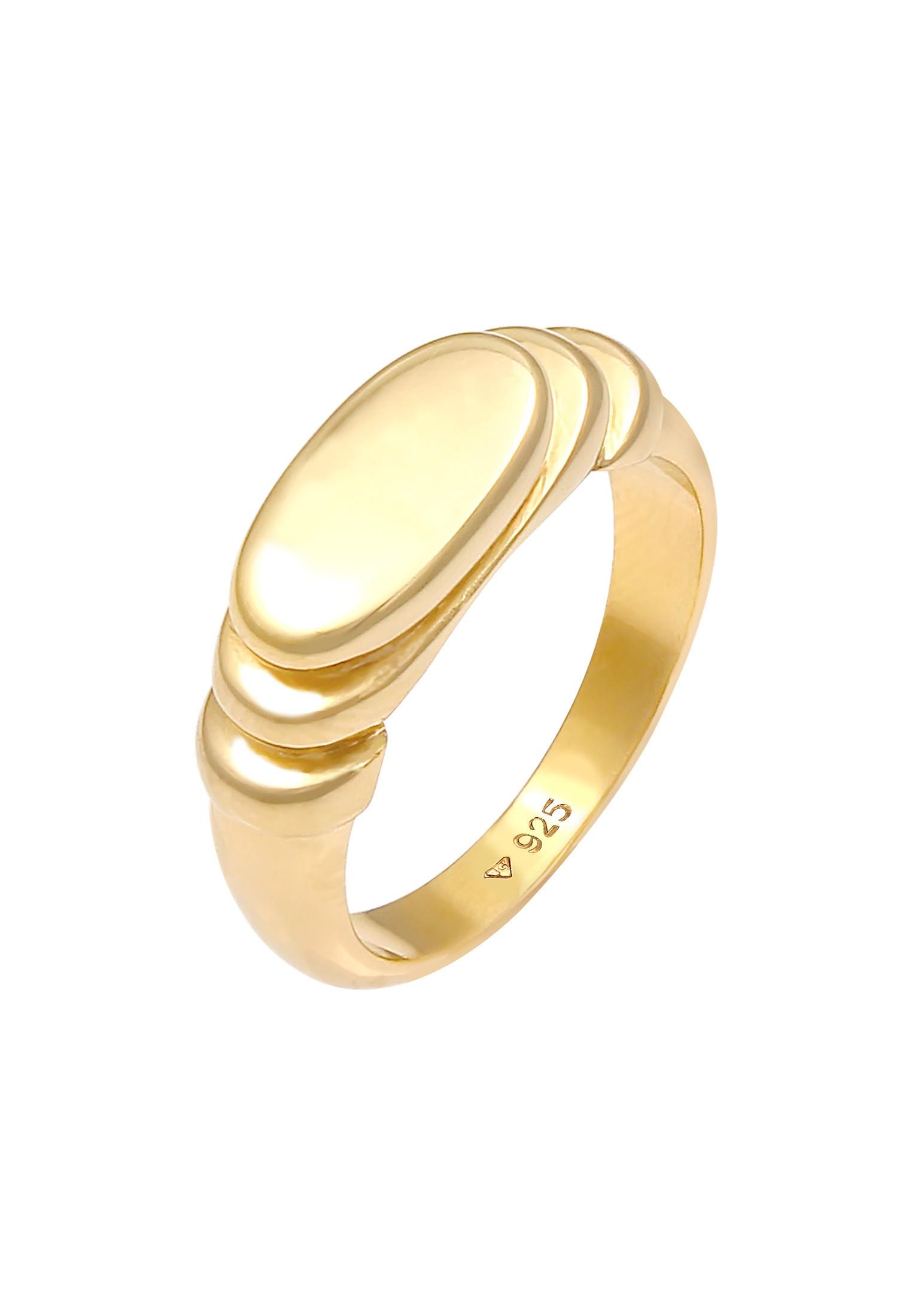 Image of Ring Siegelring Poliert Oval Abgestuft Damen Gold 56mm