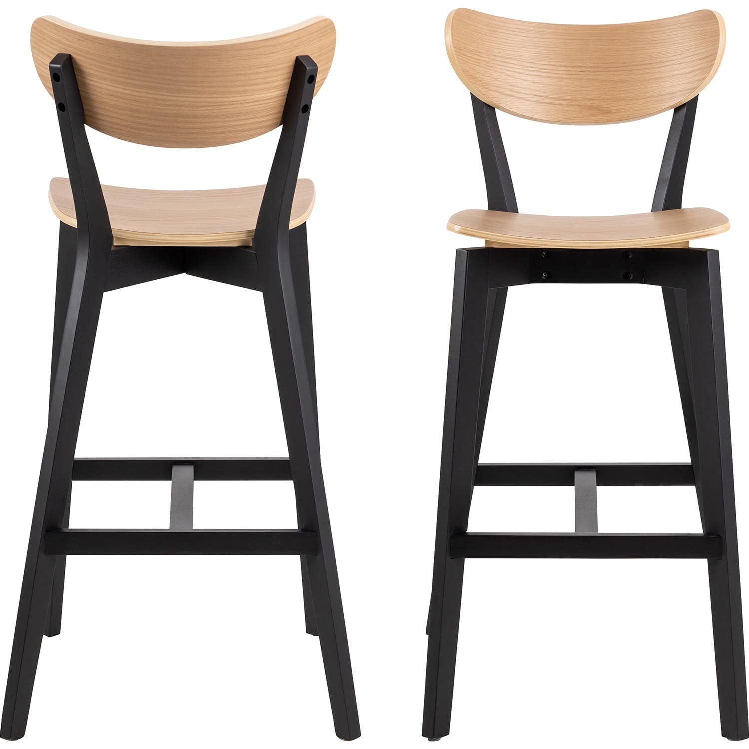 mutoni Tabouret de bar Enrico Hévéa naturel noir 105 (1 pièce)  