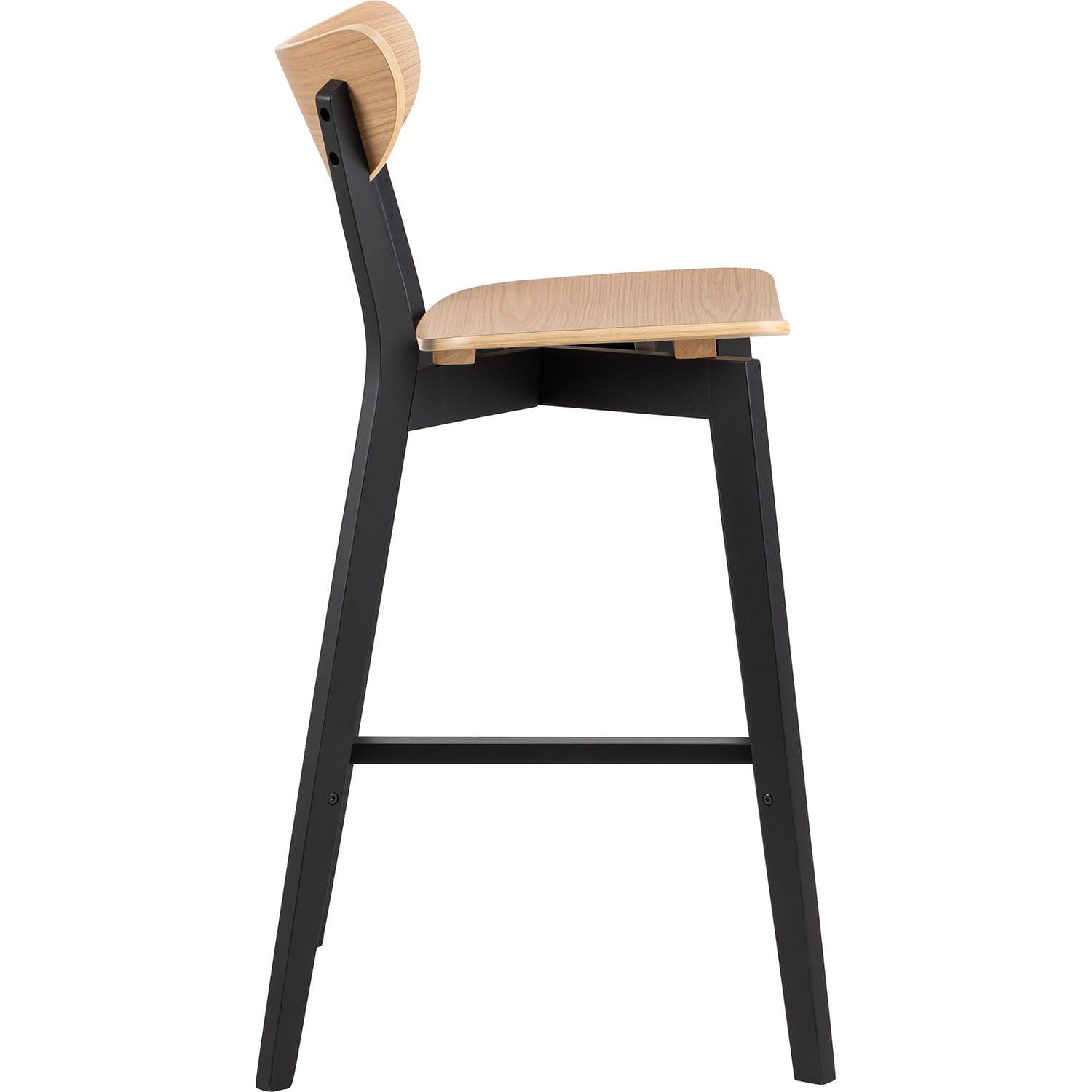 mutoni Tabouret de bar Enrico Hévéa naturel noir 105 (1 pièce)  