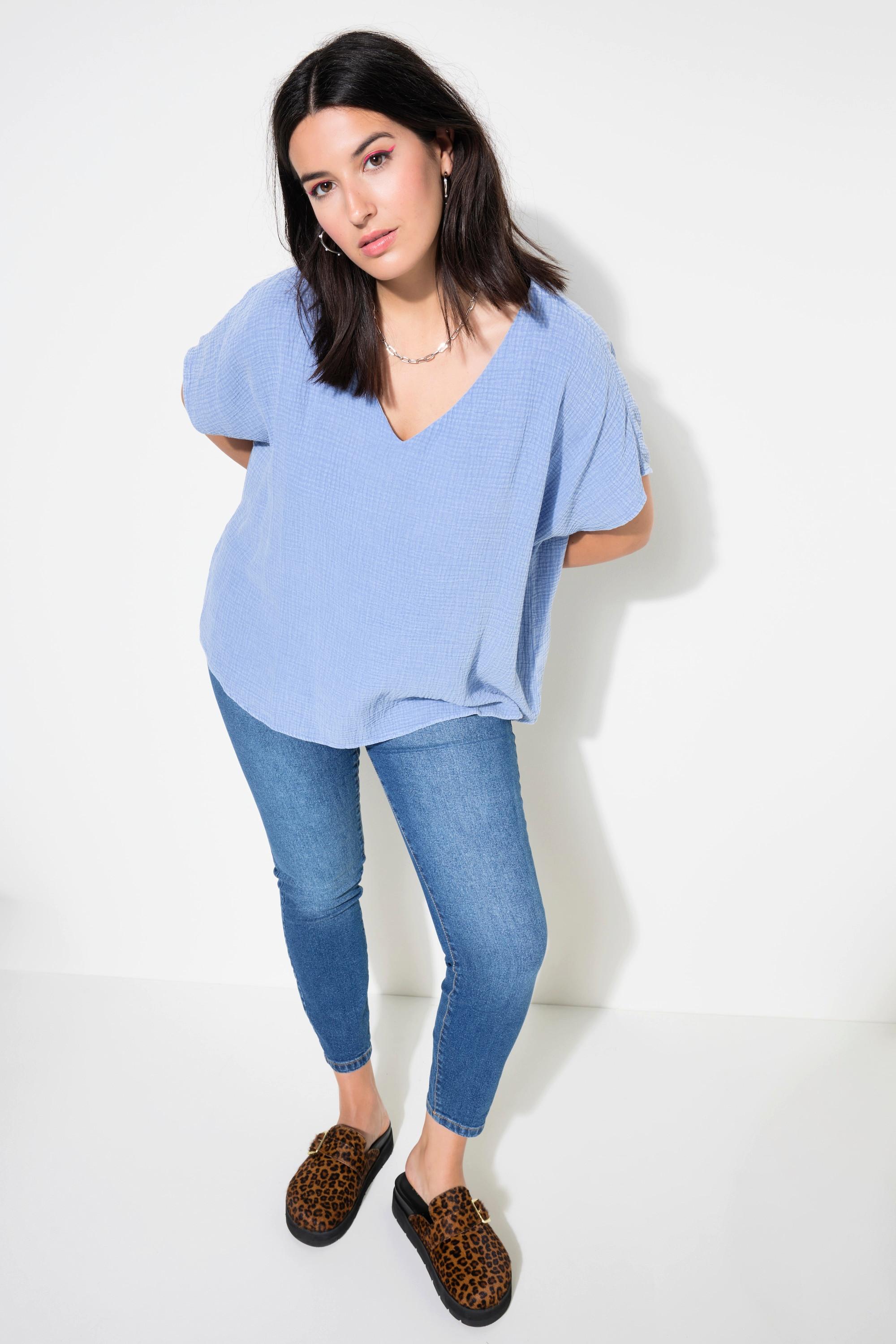 Studio Untold  Blusenshirt, oversized, Musselin, V-Ausschnitt 