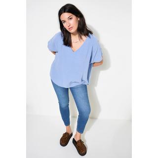 Studio Untold  Blusenshirt, oversized, Musselin, V-Ausschnitt 