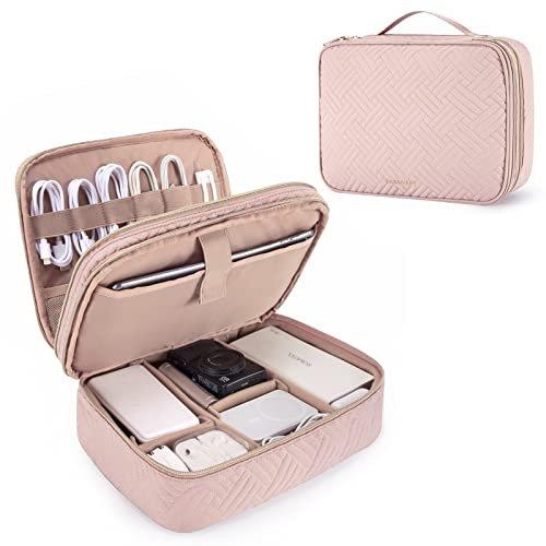 Image of Kabeltasche, Großer Doppellagiger Kabelorganisator Für 10,5-zoll-tablet, Kabelorganisator Für Unisex Pink 11